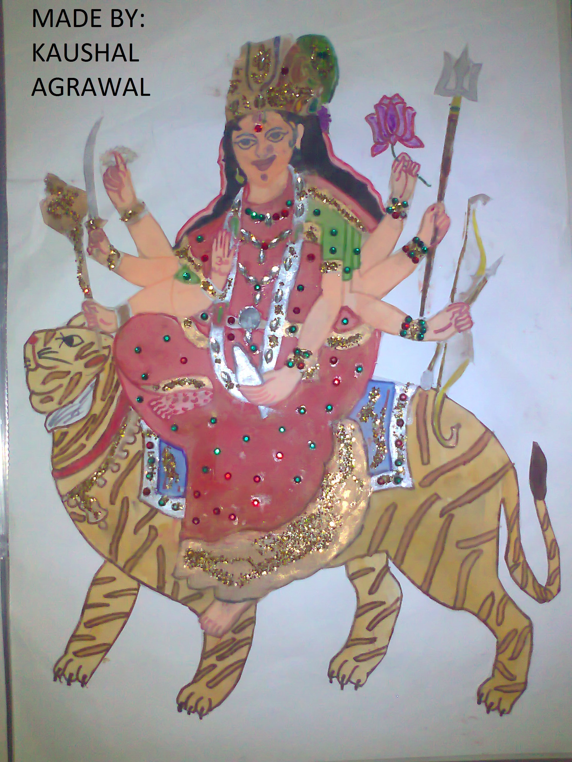 Watercolor Painting Of Maa Durga | DesiPainters.com