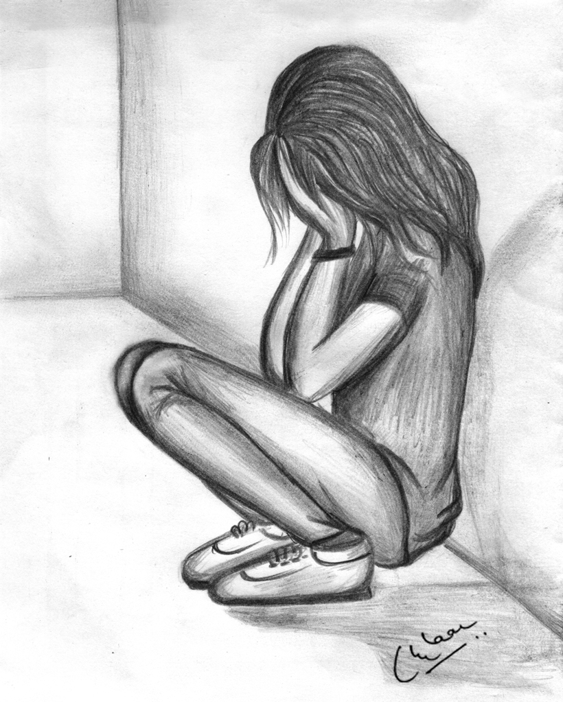 Pencil Sketch Of A Sad Girl DesiPainters