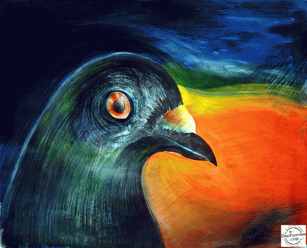 Watercolor Painting of Crow - DesiPainters.com