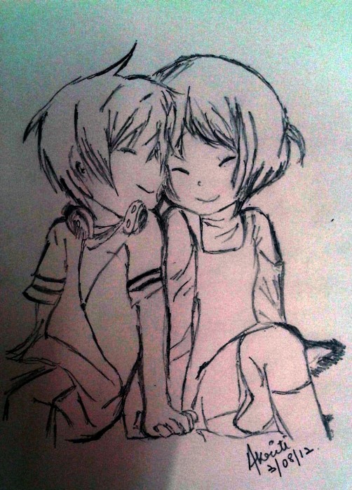 Pencil Sketch Of Anime Boy And Girl | DesiPainters.com