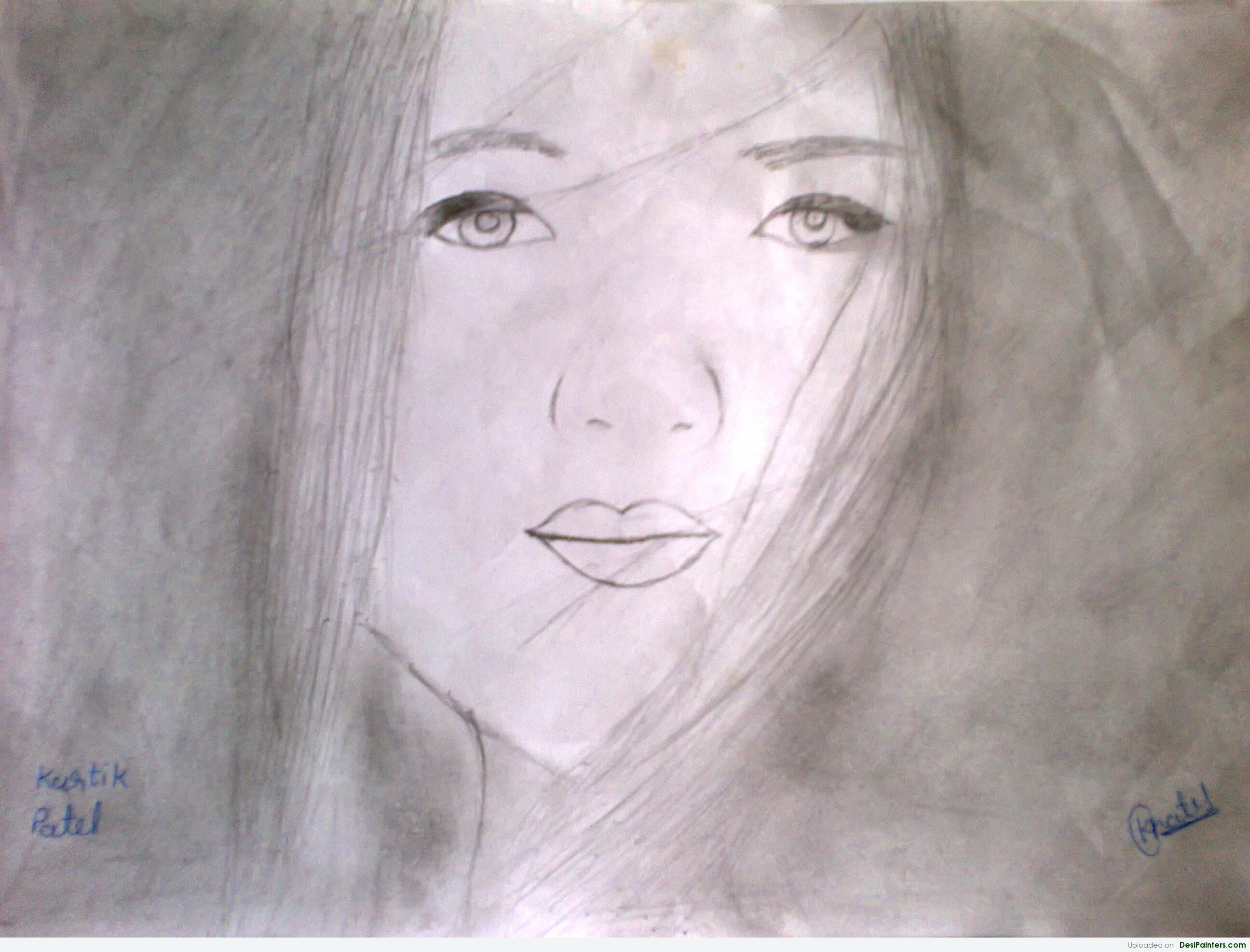 Sketch Of A Girl By Patel Kartik | DesiPainters.com