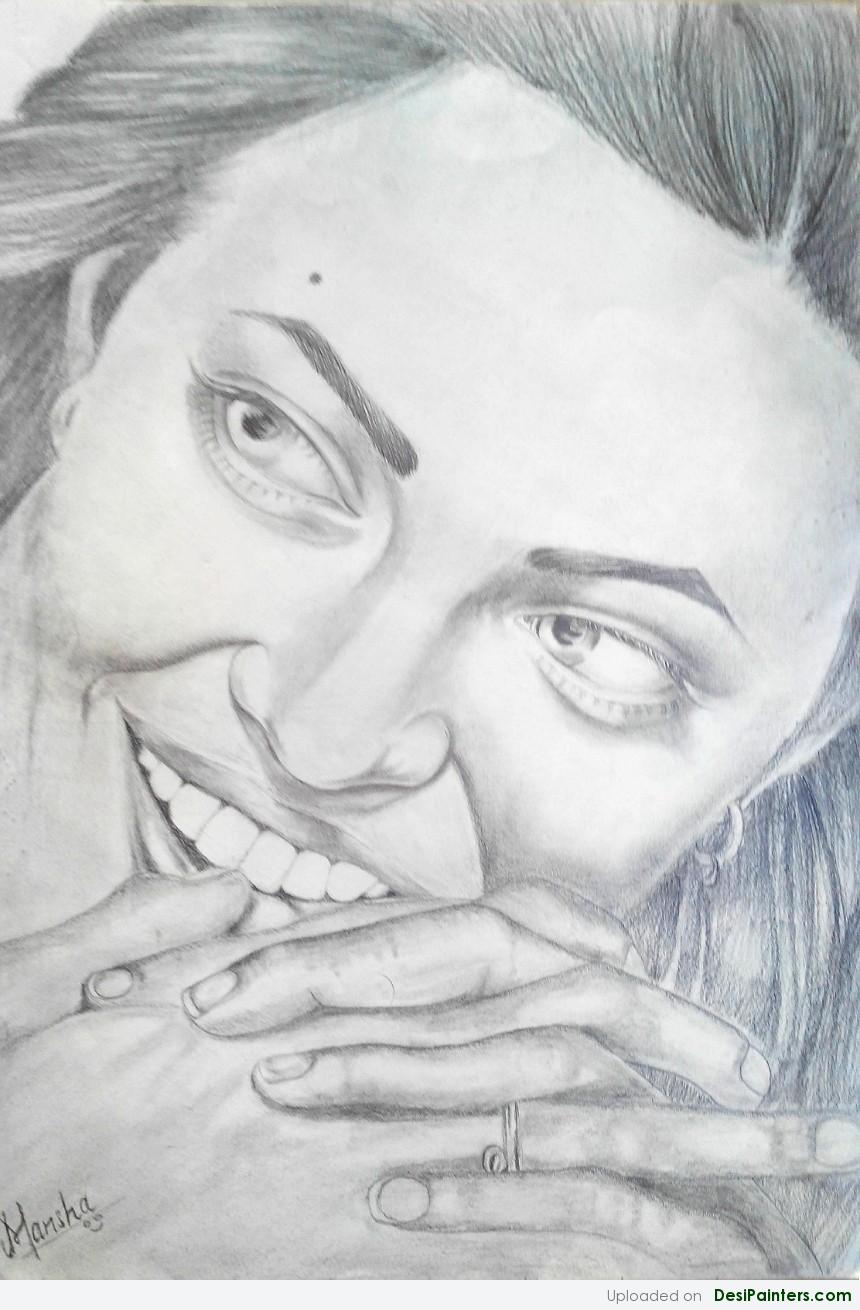 Pencil Sketch A Sweet Girl - Desi Painters