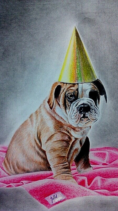 Painting Of a Dog On B'day