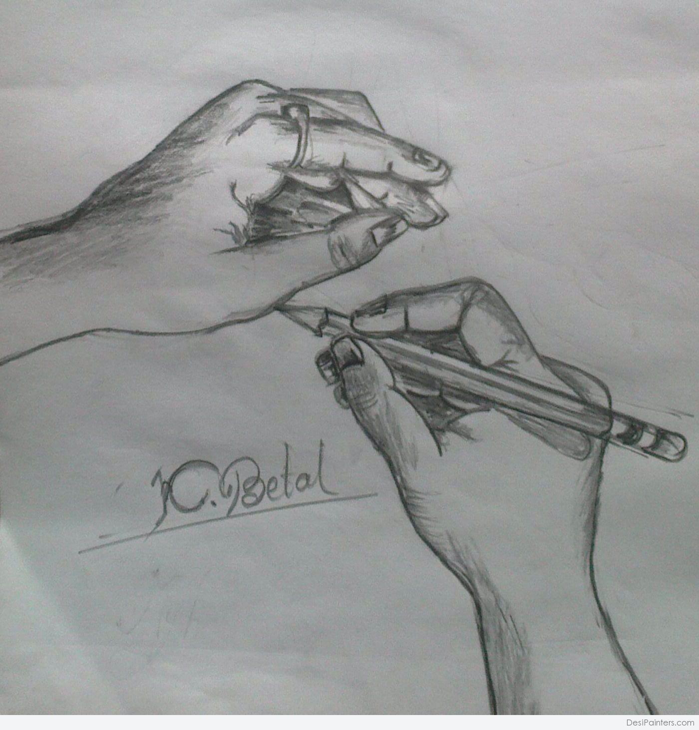 Pencil Sketch Of Hands | DesiPainters.com