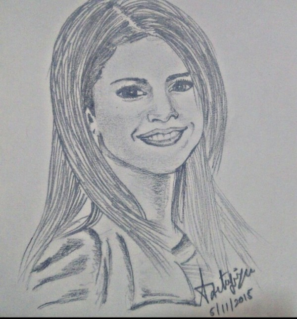 Pencil Sketch Of Selena Gomez - DesiPainters.com