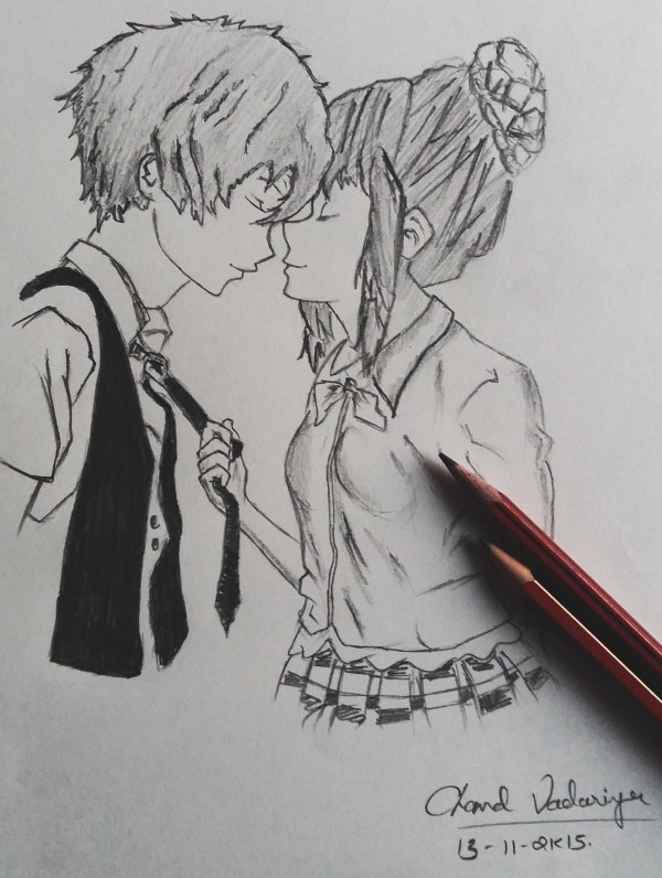 Pencil Sketch Of Romantic Couple | DesiPainters.com