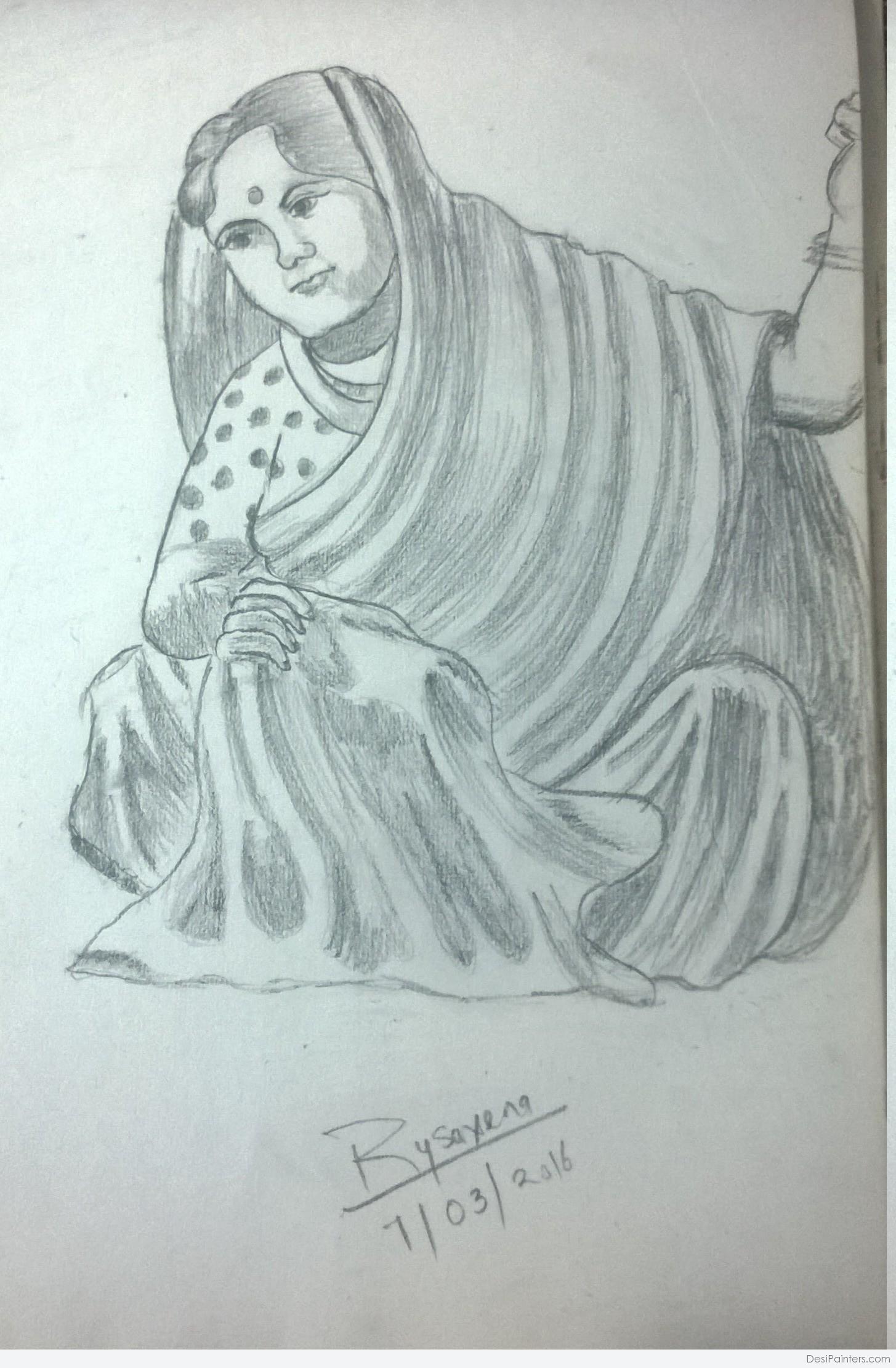 Lady pencil sketch — Steemit