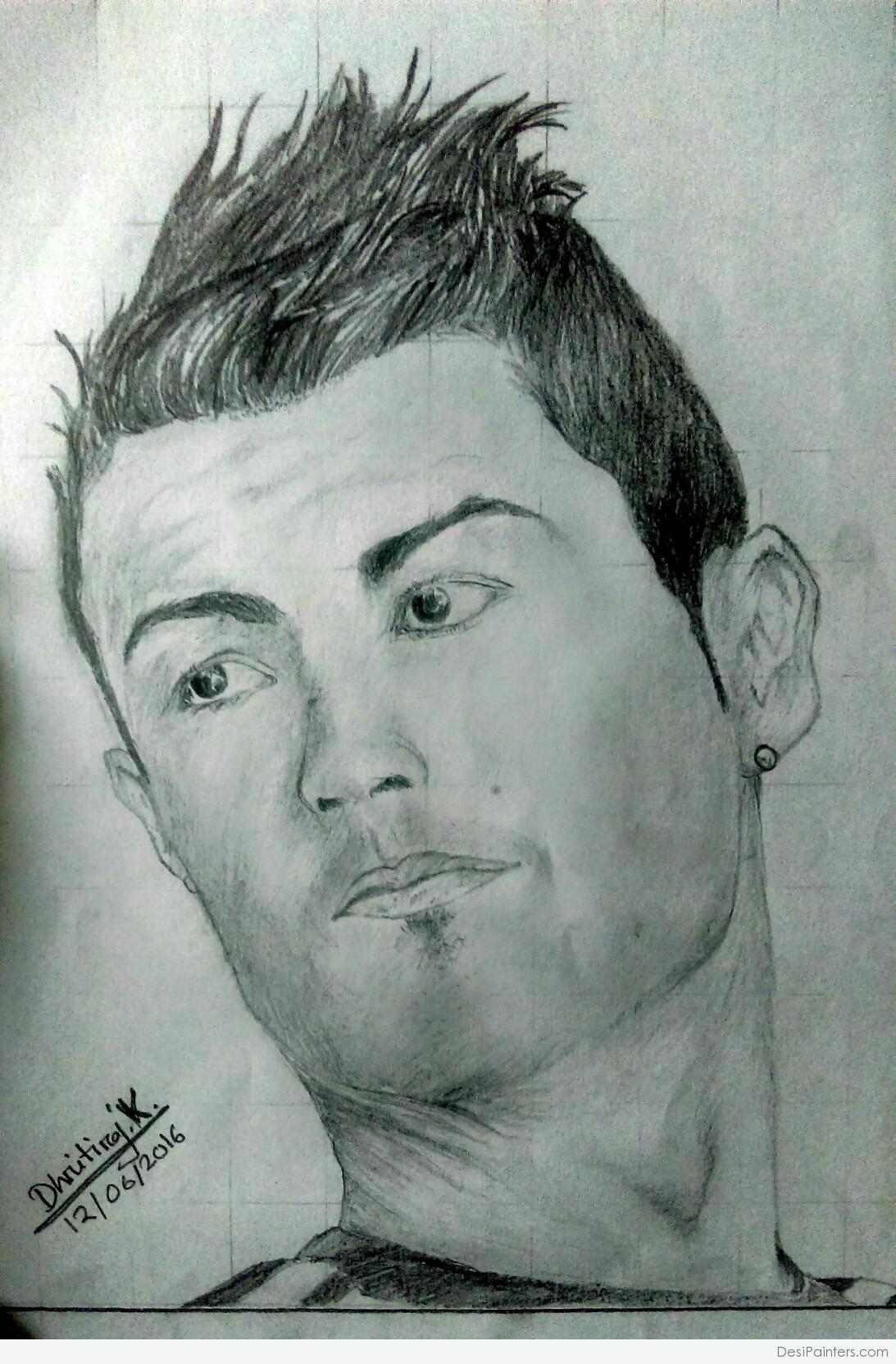 Pure White Ivory Sheet christiano Ronaldo graphite pencil art, Size:  12inch_18inch at Rs 2500/piece in Salem