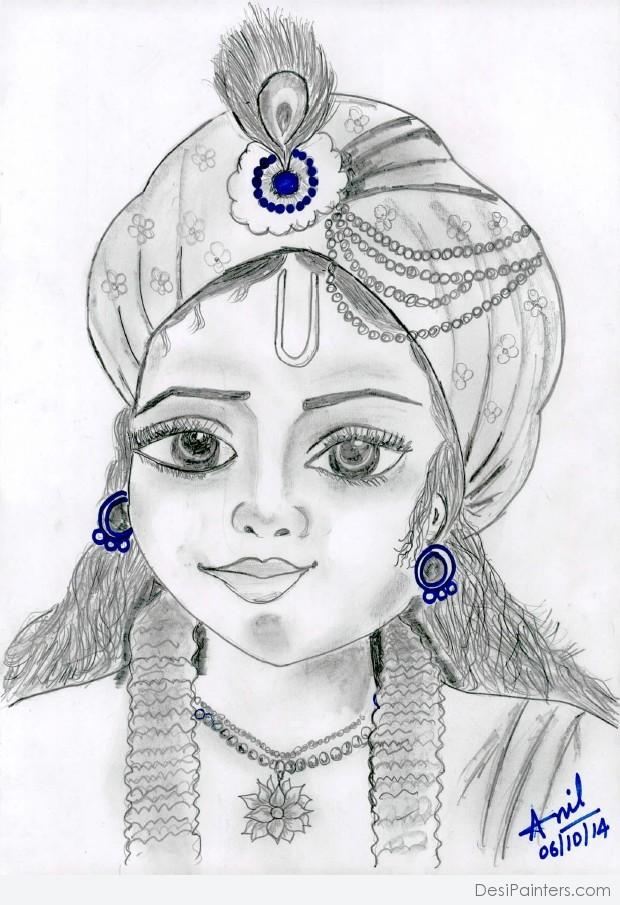 Lord Krishna Painting by YASHLEEN WARAICH Sapphire Studio Art | Saatchi Art