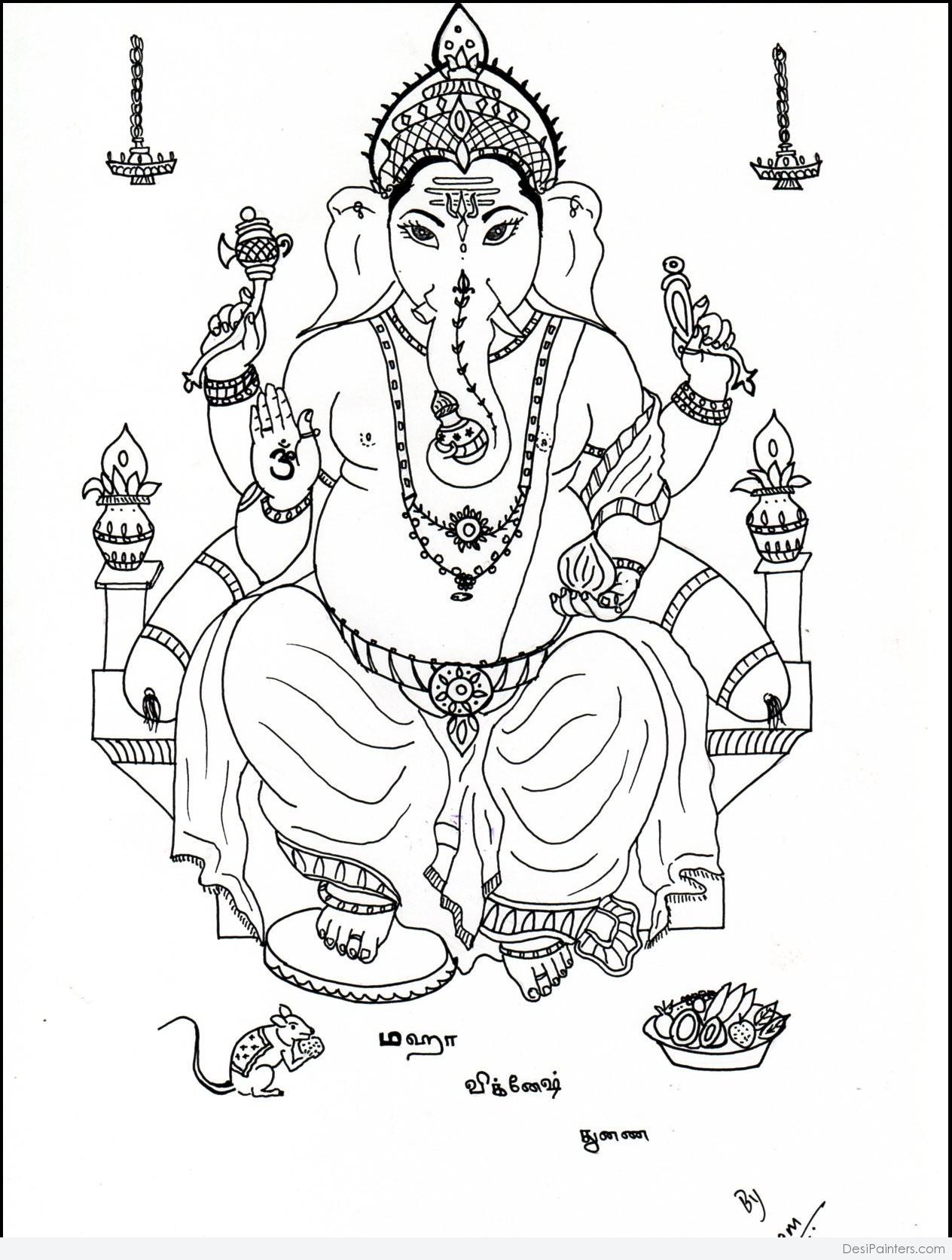 Beautiful Lord Ganesha Pencil Sketch
