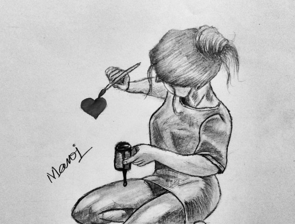 lonely girl drawing