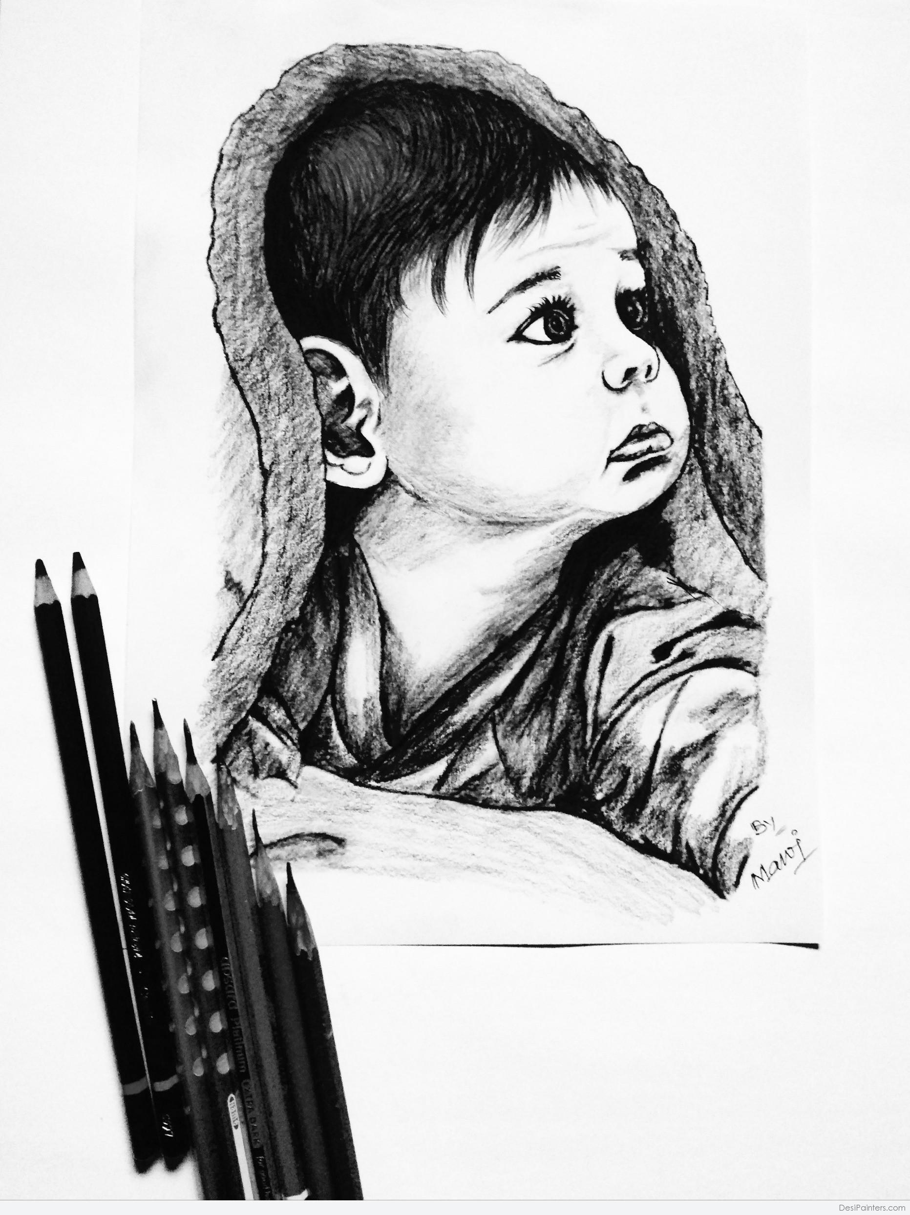 Pencil drawing of baby stock illustration. Illustration of baby - 53150706