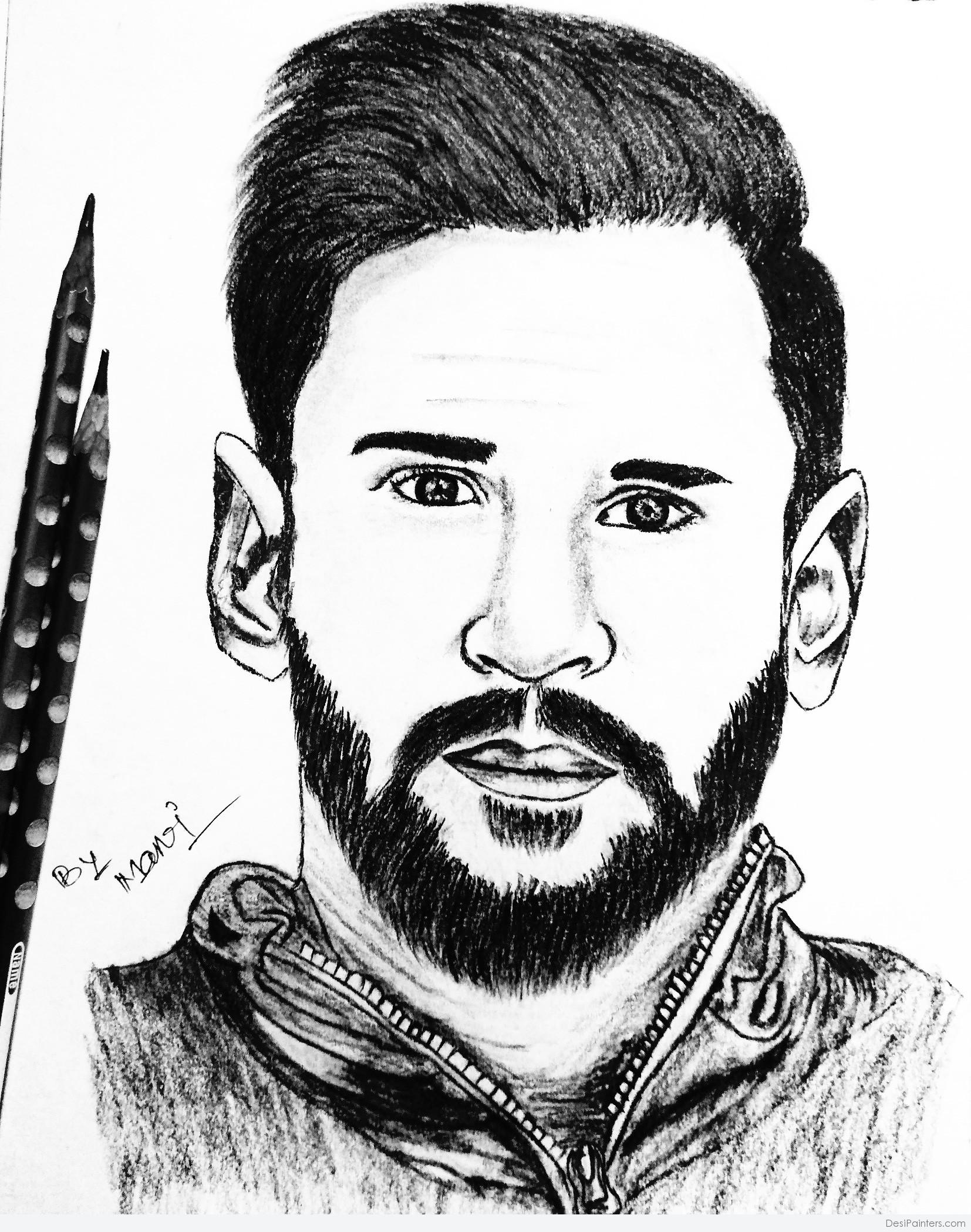 Pencil Sketch Of Lionel Messi - Desi Painters