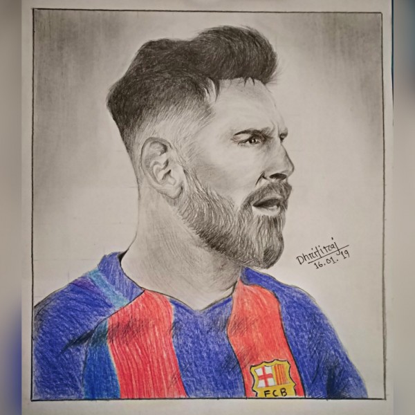 Brilliant Pencil Color Sketch Of Lionel Messi - Desi Painters
