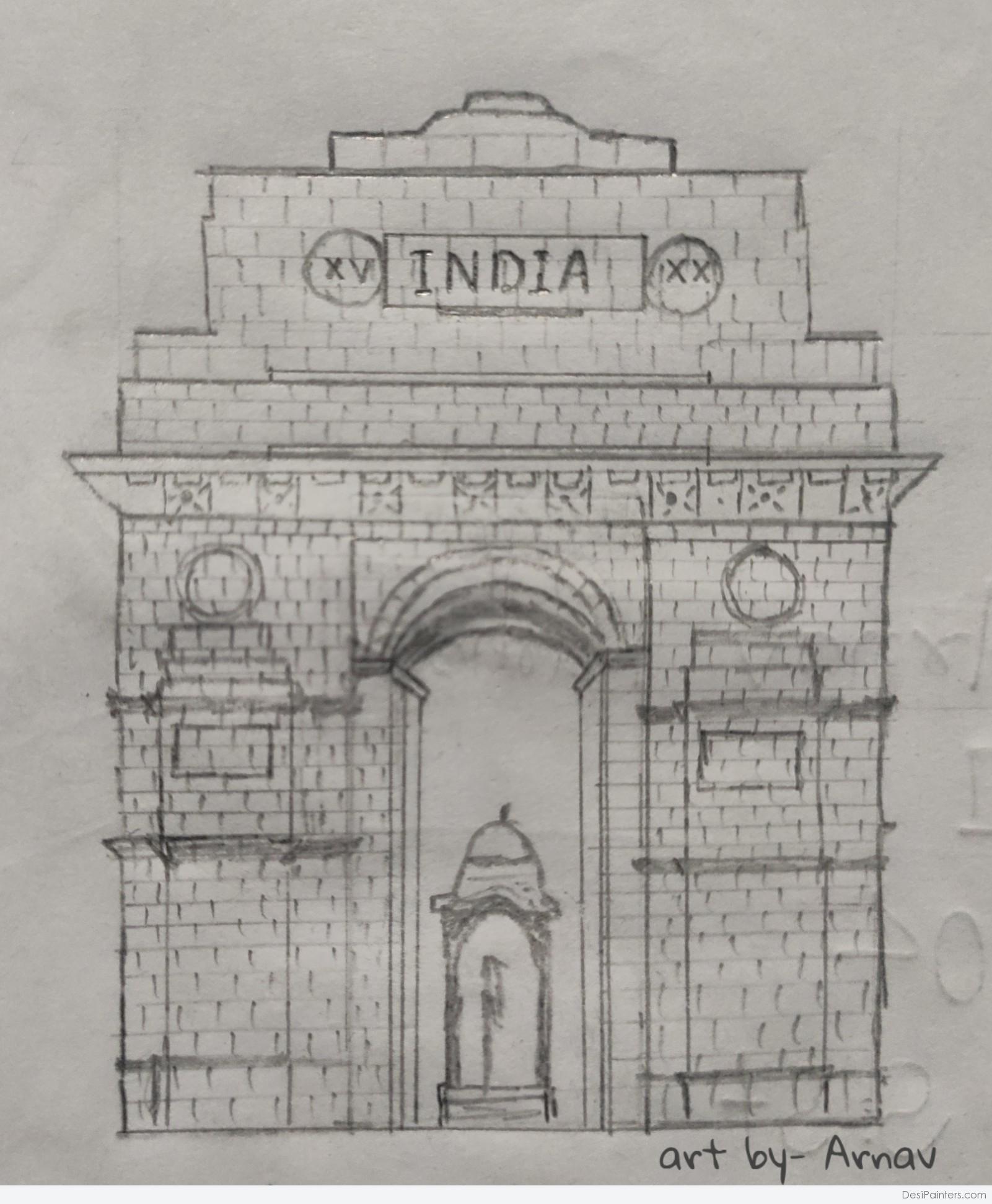 How to draw india gate step by step easy - YouTube