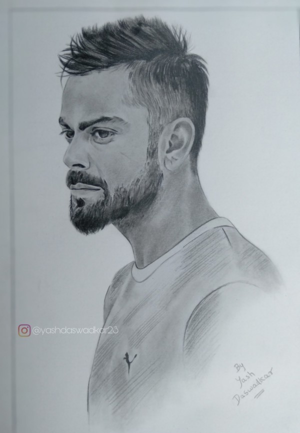 Sketch of virat Kohli drawn by Yash daswadkar