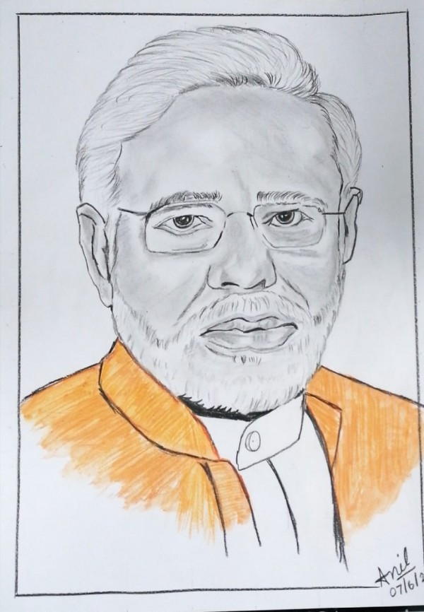 Pencil Sketch of Indian Prime Minister Mr. Narendra Modi