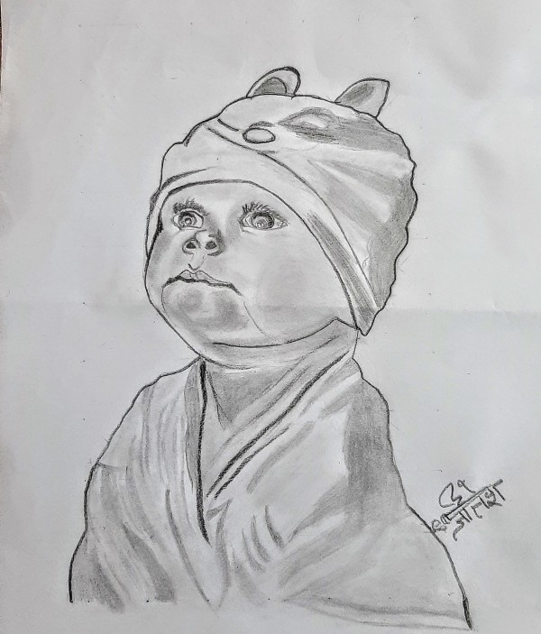 Cute baby pencil sketches - DesiPainters.com