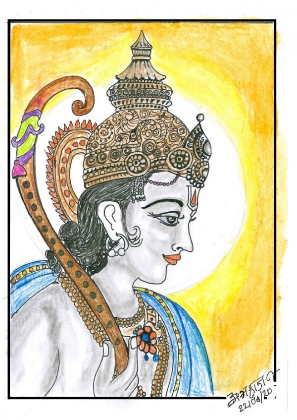 Colorful pencil sketch of Bhagavan Shree Ram