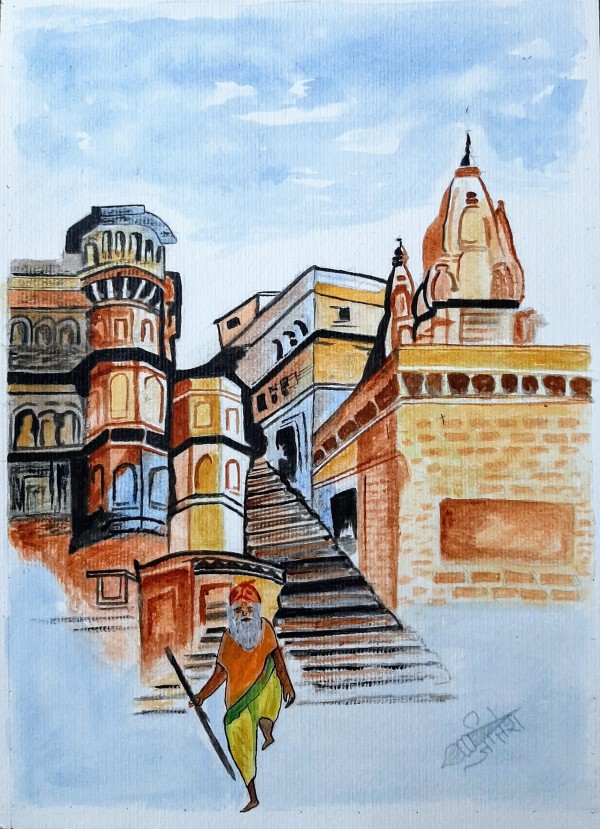 Banaras ke ghat - DesiPainters.com