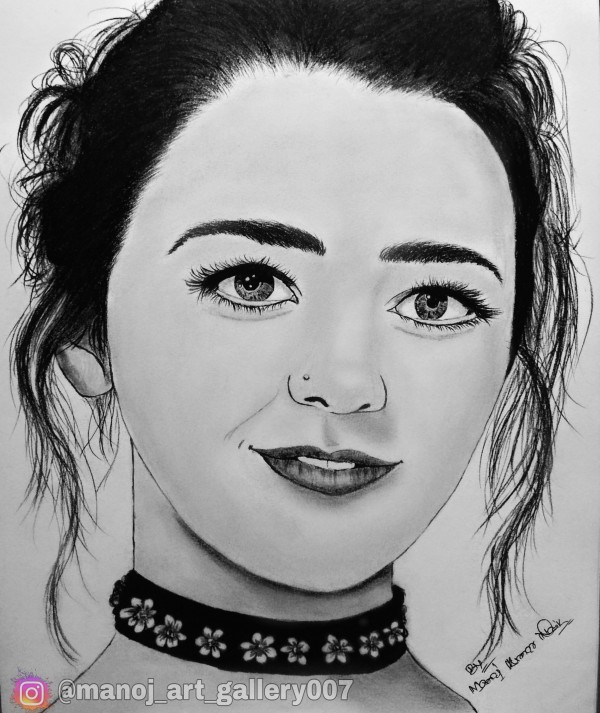 Pencil sketch of Maisie Williams - DesiPainters.com