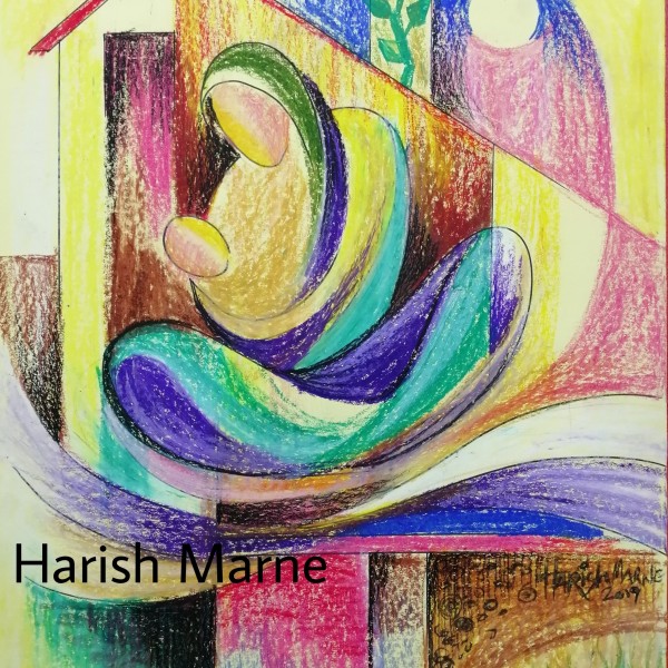 Oil pastel work on paper,done by Harish arne