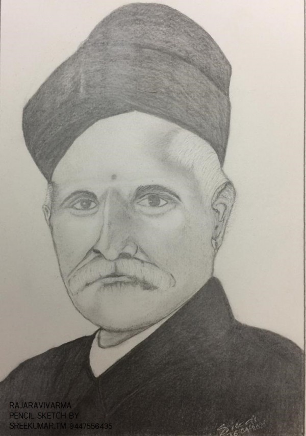 Pencil Sketch Raja Ravivarma