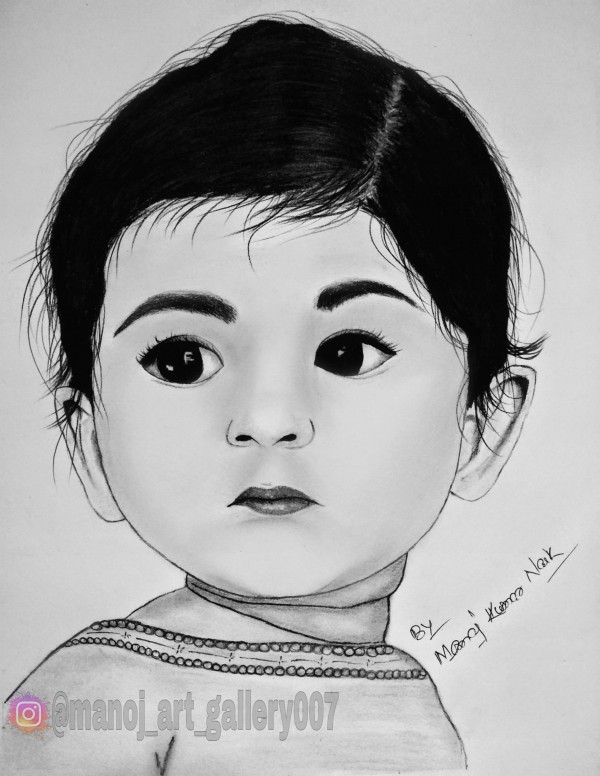 Pencil sketch of Khusi - DesiPainters.com