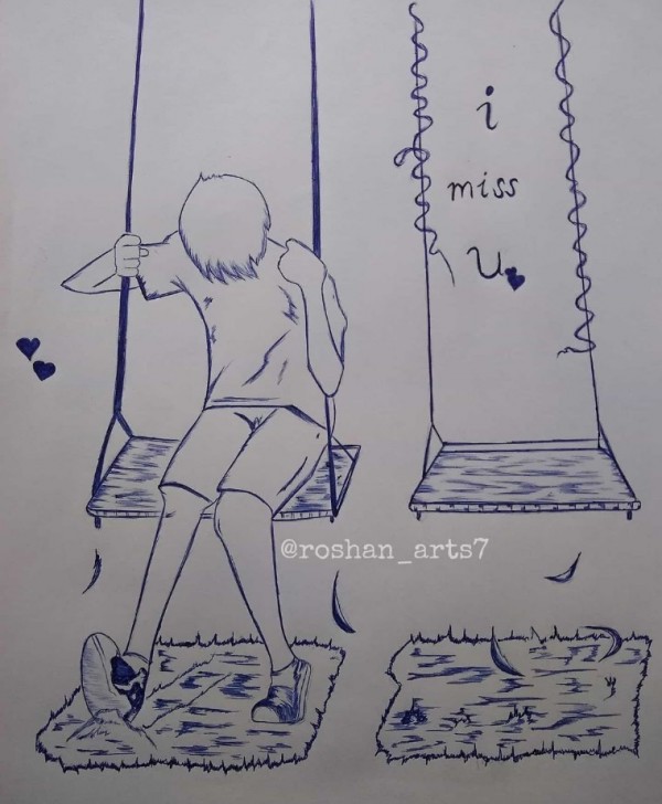 I Miss You Sketches by Roshan Arts