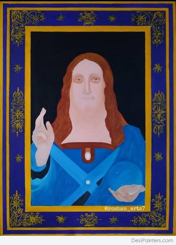 Salvator Mundi Painting on Canvas - DesiPainters.com