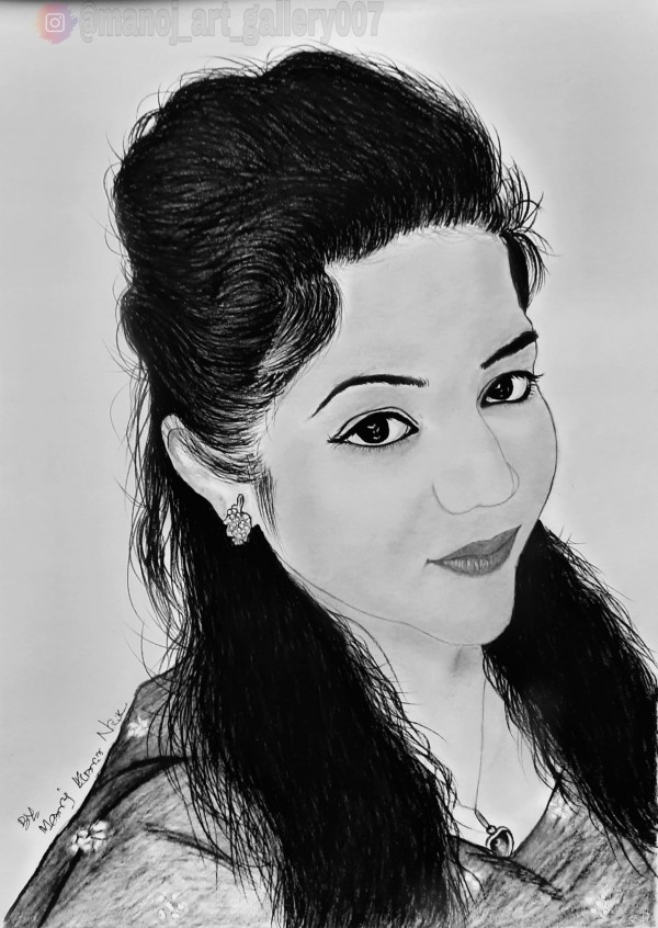 Pencil sketch of Suchismita Barik