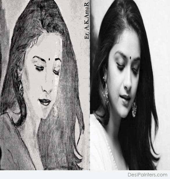 Keerthy Suresh pencil art - DesiPainters.com