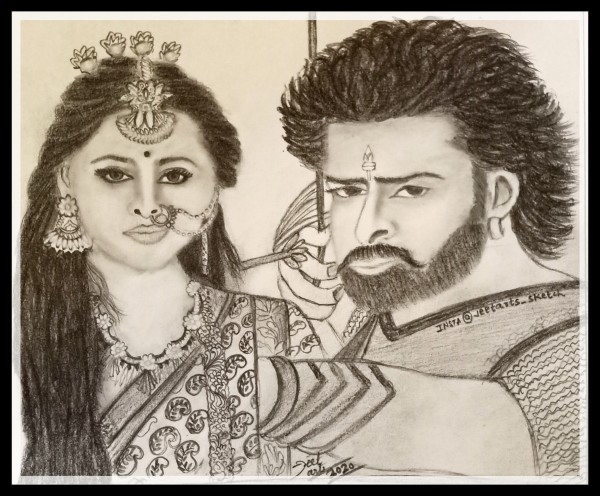 Prabhash and anushka shetty sketches of bahubali movie