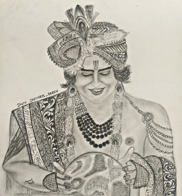 Radhe Krishna sketch - DesiPainters.com