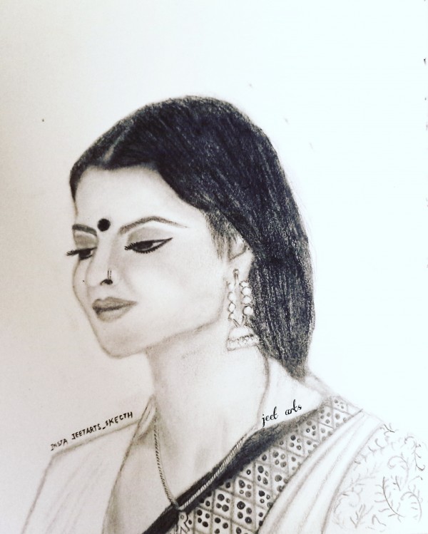 Pencil sketch of Rekha