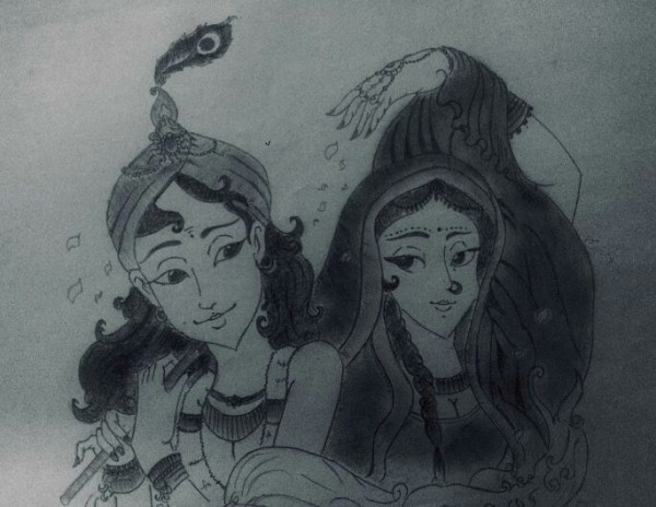 Radhe Krishna pencil art