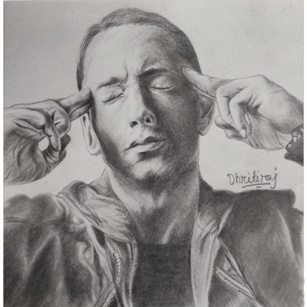 Pencil sketch of Eminem