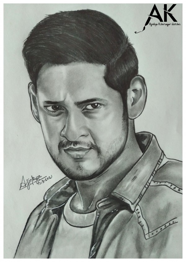 Mahesh Babu Pencil sketch by Ajinkya Kshirsagar - DesiPainters.com