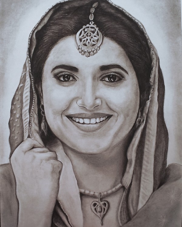 Nimrat Khaira's charcoal sketch