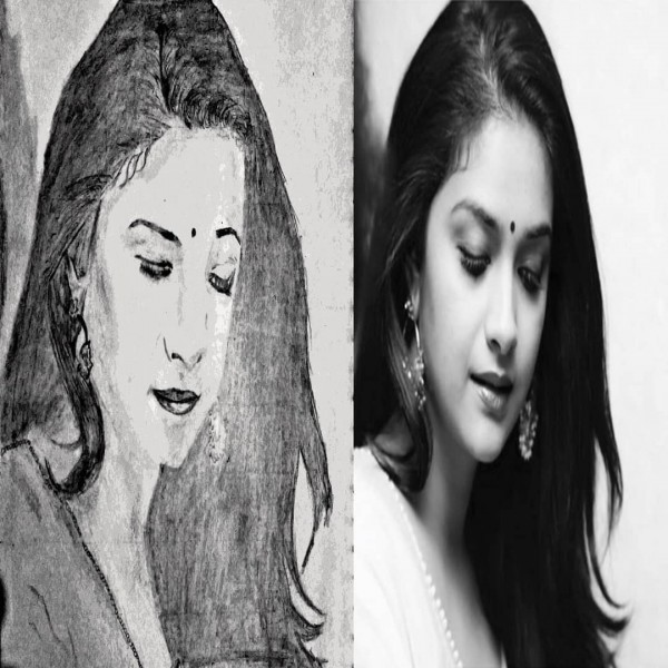 Keerthy Suresh pencil art - DesiPainters.com