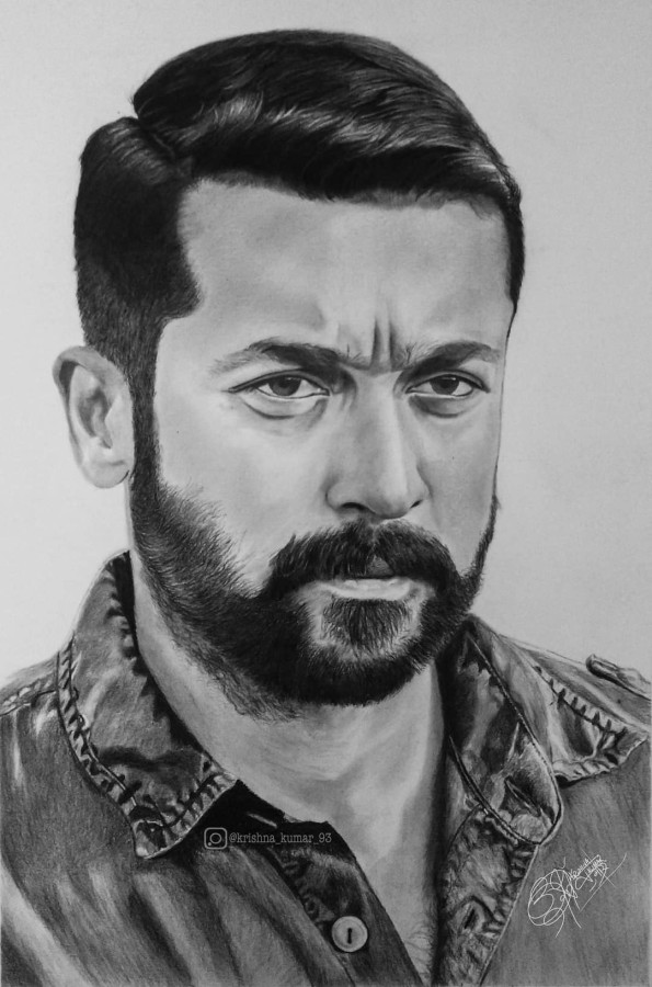 Actor surya Pencil drawing - DesiPainters.com