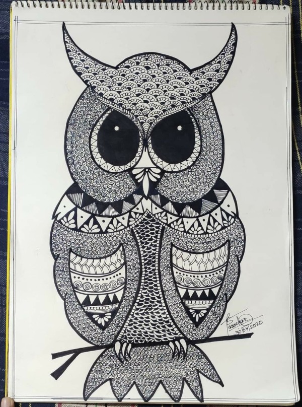 Zentangle Owl Art - DesiPainters.com