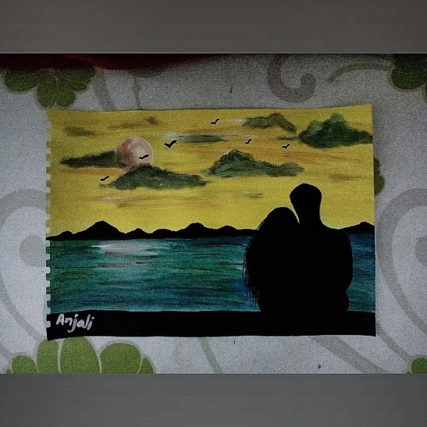 Acrylic painting of couple