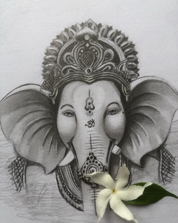 Pencil sketch of Ganpati Bappa by Nivrutti Ghonge - DesiPainters.com