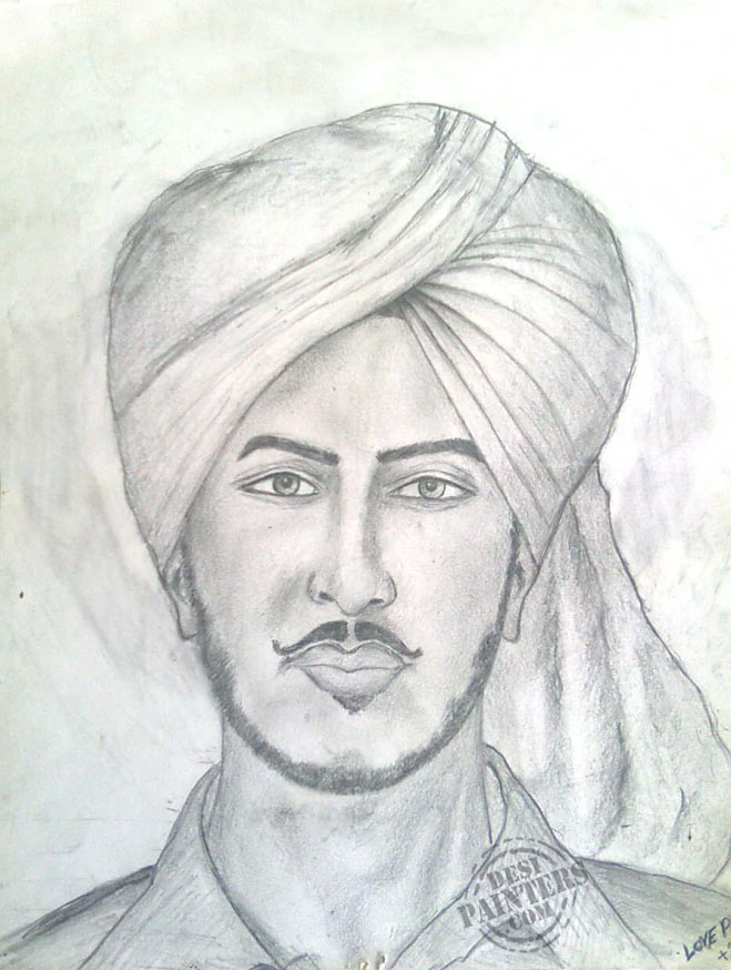 Bhagat Singh Drawing || How To Draw Indian Freedom Fighters for Kids ||  Drawing - YouTube